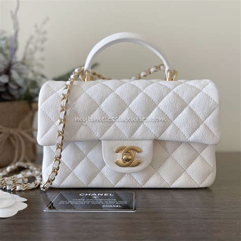 white chanel top handle bag|chanel handbag with top handle.